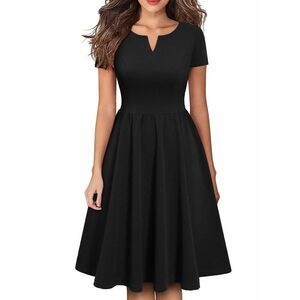 Women's Vintage Pleated Flared Swing A-Line Casual Party Work Dresses Small Yt0